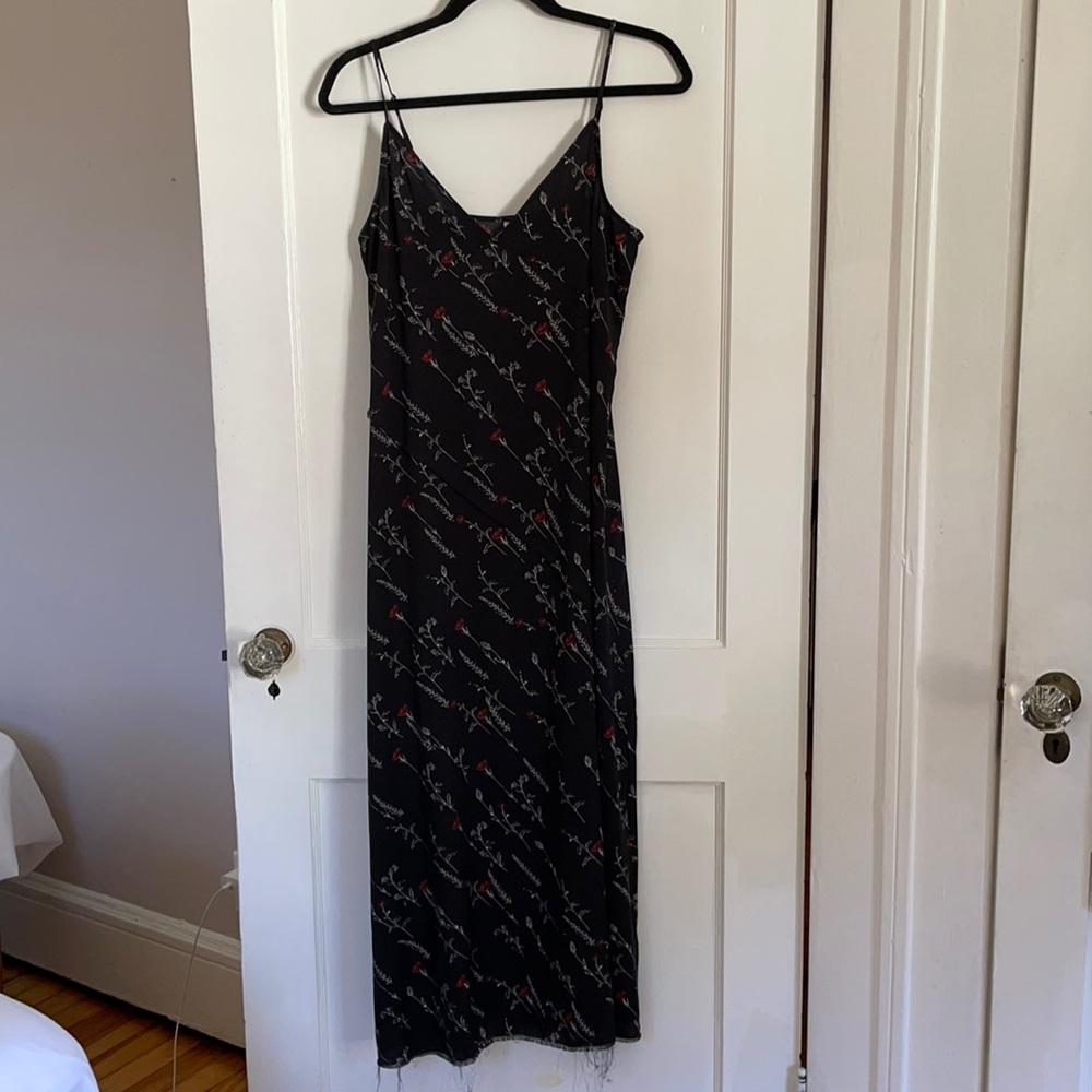 Treasure and Bond slip dress - black with red rose print.